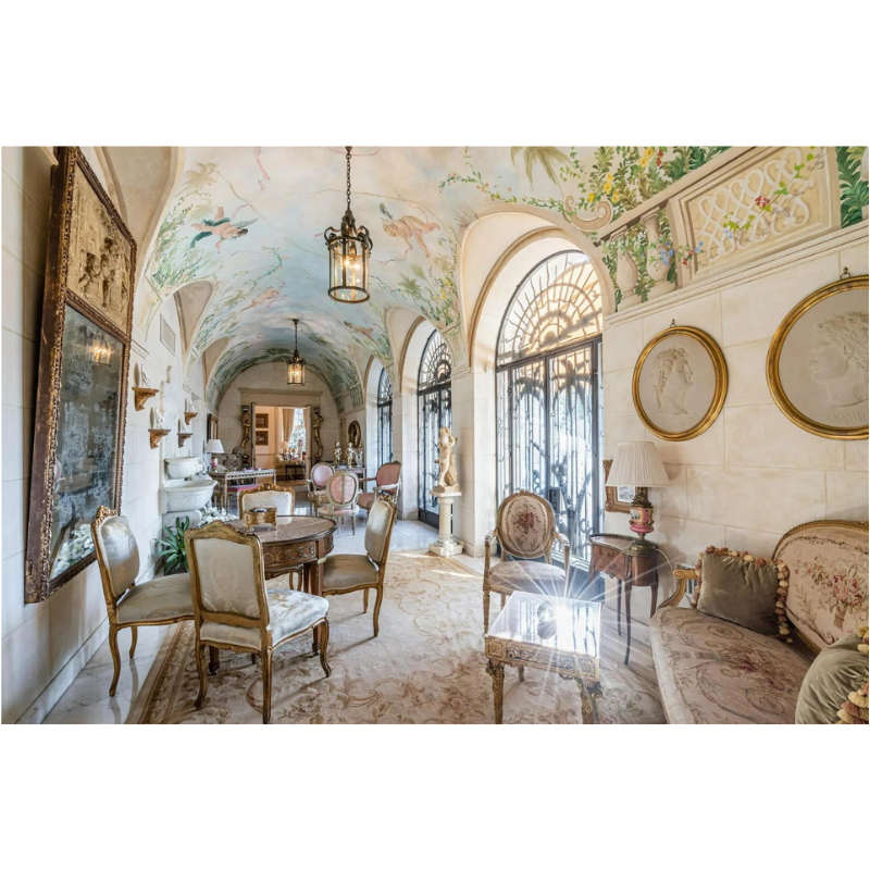 French Golden Yellow Floral Aubusson Style Wool Rug Carpet 12 feet 2 inches x 8 feet 7 inches.