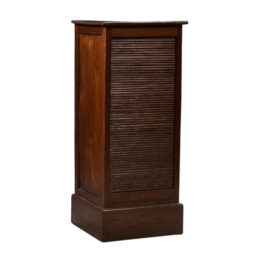 British Antique Mahogany Roll Top Vertical File Cabinet