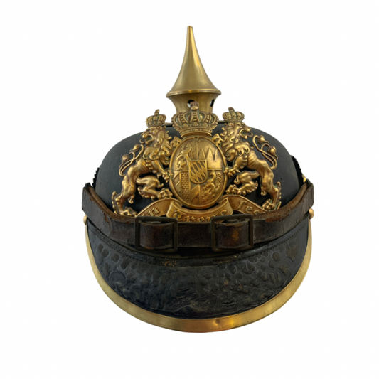 WWI Prussian Leather Officer's Pickelhaube with original leather liner circa 1860s