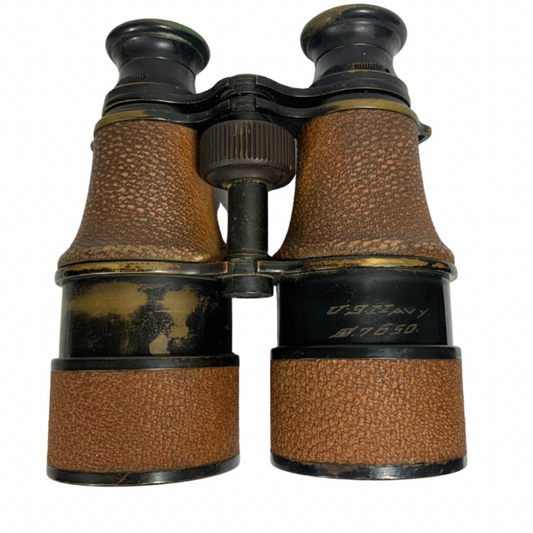 US Navy Bausch and Lomb 3X Leather Covered Binoculars with Leather Case