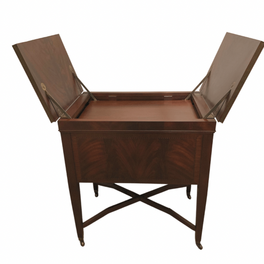 John Widdicomb Flame Mahogany Flip Top Prohibition Mahogany Bar Cabinet Server with Casters