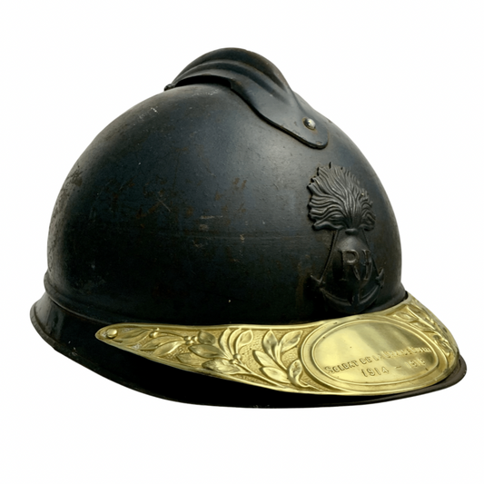 WWI French Adrian Helmet with Brass Veteran Visor