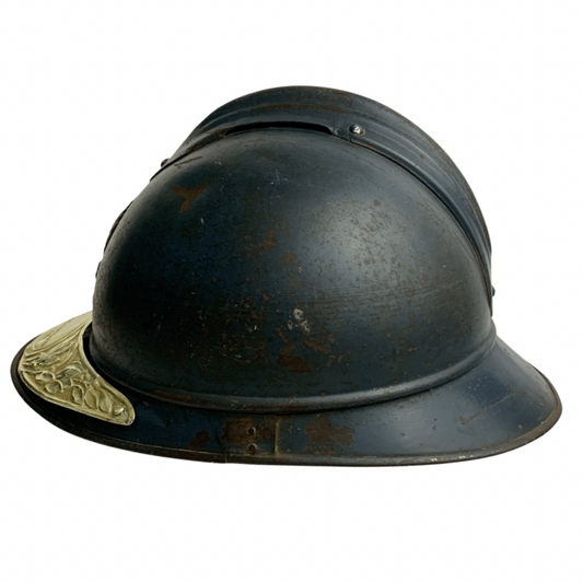 WWI French Adrian Helmet with Brass Veteran Visor