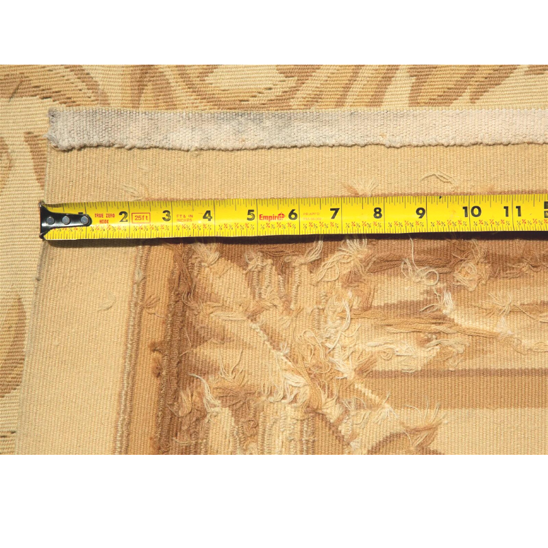 Golden Yellow Floral Aubusson Style Wool Rug 