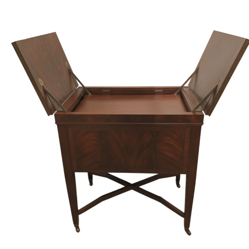 John Widdicomb Flame Mahogany Flip Top Prohibition Mahogany Bar Cabinet Server with Casters