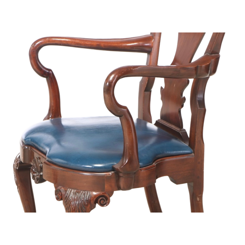 Kindel Winterthur Collection Carved Mahogany Ball and Claw Feet Dining Arm Chairs