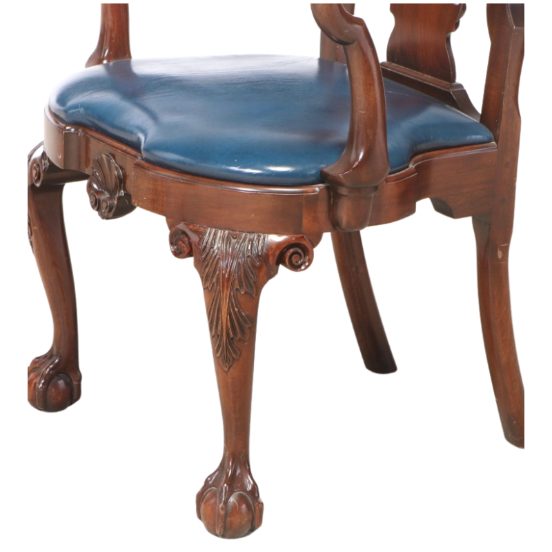 Kindel Winterthur Collection Carved Mahogany Ball and Claw Feet Dining Arm Chairs
