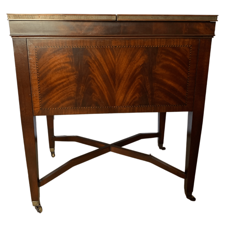 John Widdicomb Flame Mahogany Flip Top Prohibition Mahogany Bar Cabinet Server with Casters