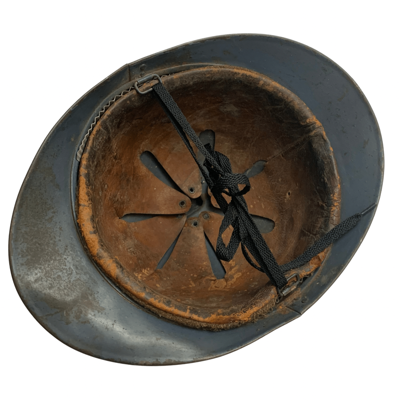 WWI French Adrian Helmet with Brass Veteran Visor