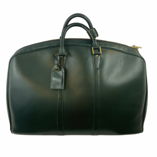 Louis Vuitton Helanga Holdall Green Taiga Leather Weekender Luggage Bag