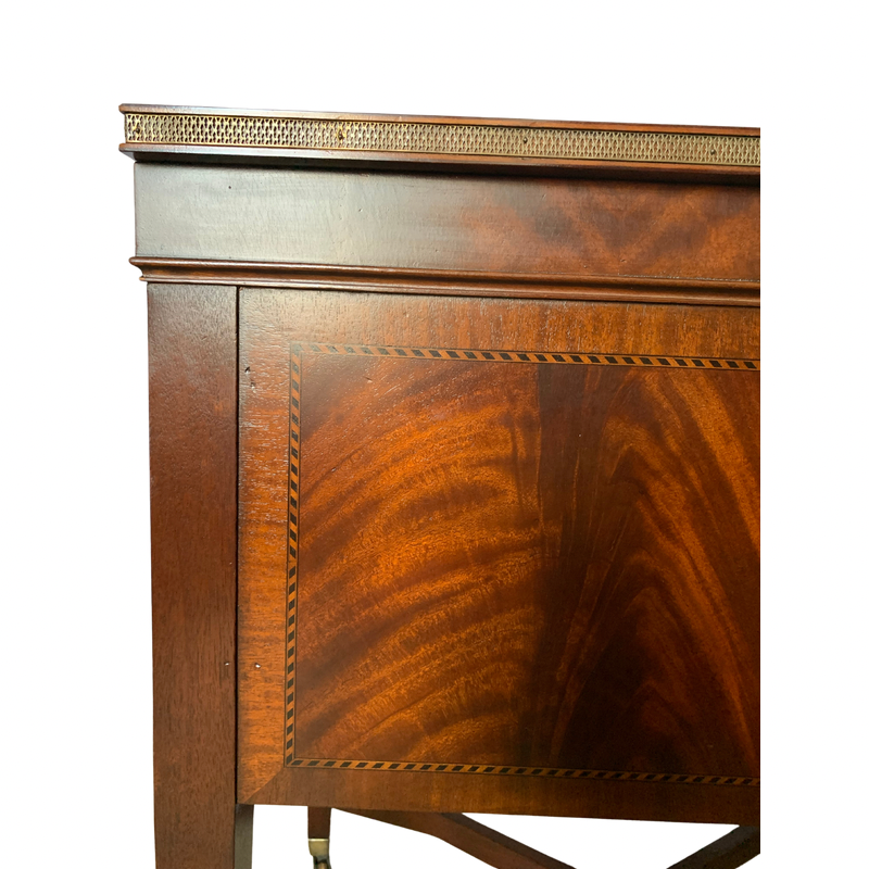 John Widdicomb Flame Mahogany Flip Top Prohibition Mahogany Bar Cabinet Server with Casters