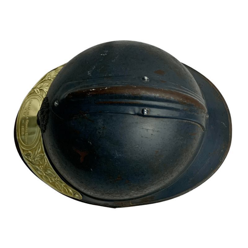 WWI French Adrian Helmet with Brass Veteran Visor