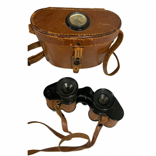 US Army Signal Corps Bausch and Lomb Binoculars with Leather Compass Case